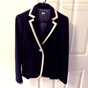 JCrew Black blazer with creme piping (Size 6)